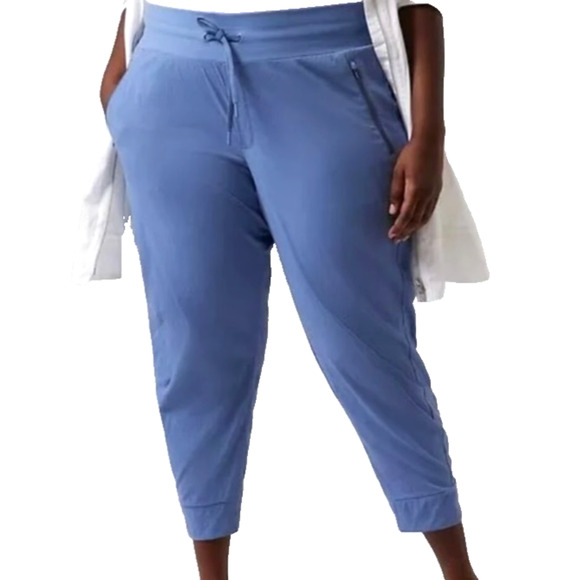 Athleta Womens Trekkie Mid Rise Legacy Jogger Stretch Cottage Blue Activewear 14 - Picture 1 of 10